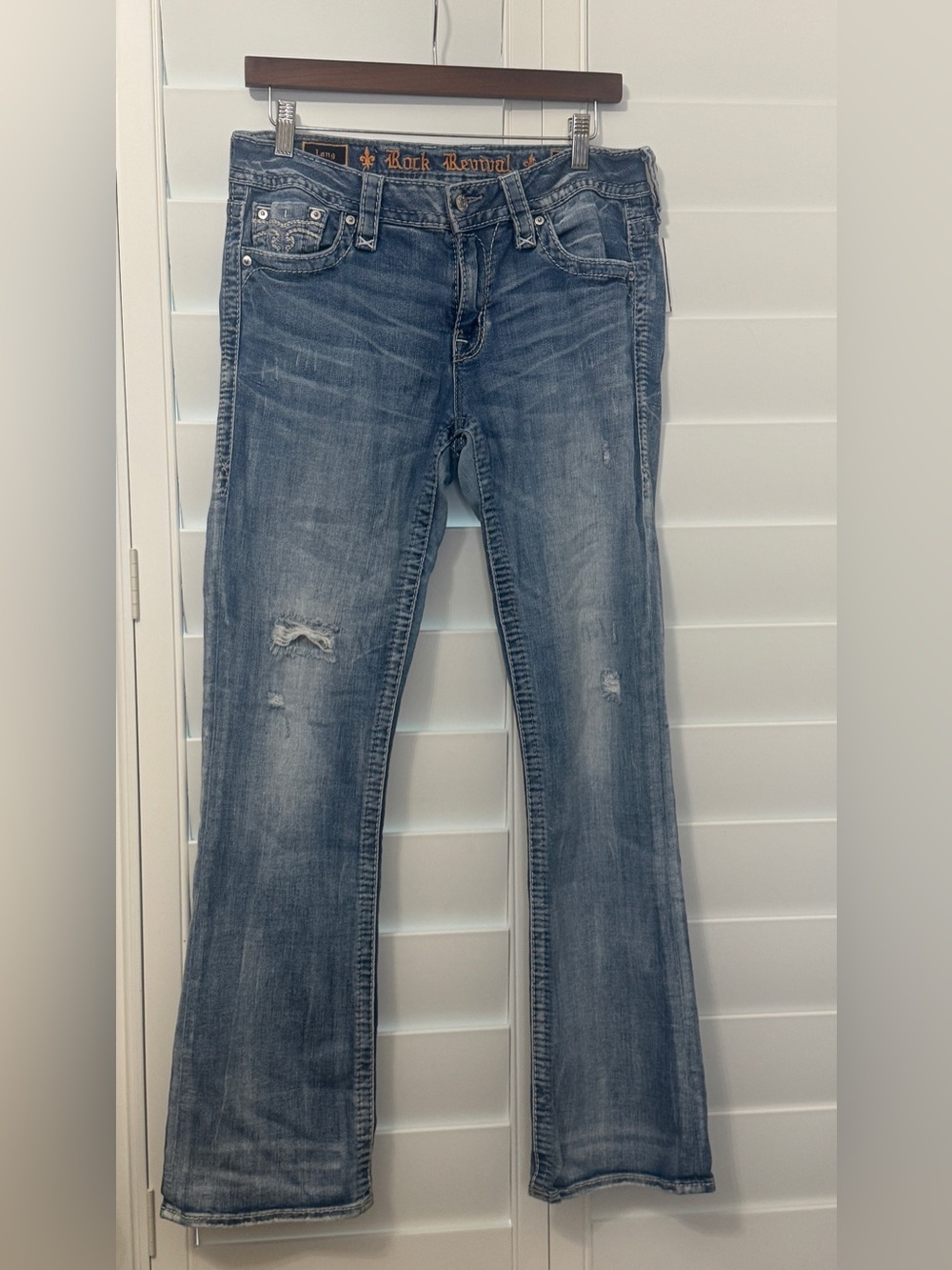 Rock Revival Lang Distressed Bootcut Jeans Size 30